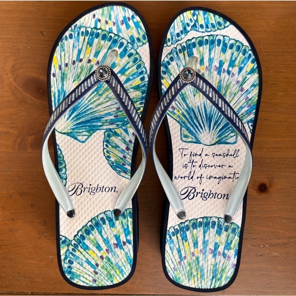 Brighton Women’s CALYPSO SHELL Sand Flip Flops
STYLE SAND NVY2 Navy Blue White 7 - Picture 5 of 15